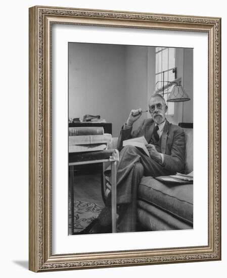 Harvard University Professor Christopher Dawson Sitting in His Study-Dmitri Kessel-Framed Photographic Print