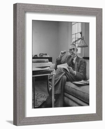 Harvard University Professor Christopher Dawson Sitting in His Study-Dmitri Kessel-Framed Photographic Print