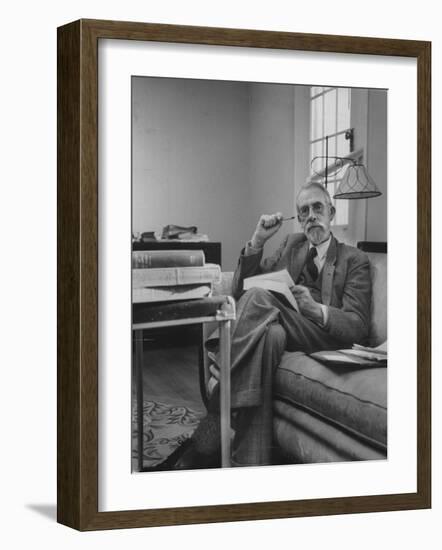 Harvard University Professor Christopher Dawson Sitting in His Study-Dmitri Kessel-Framed Photographic Print