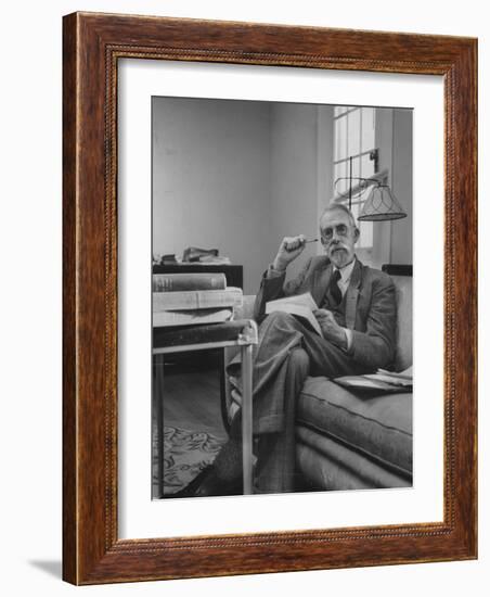 Harvard University Professor Christopher Dawson Sitting in His Study-Dmitri Kessel-Framed Photographic Print