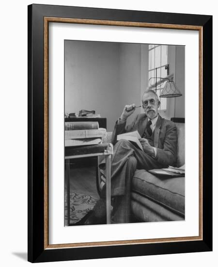 Harvard University Professor Christopher Dawson Sitting in His Study-Dmitri Kessel-Framed Photographic Print