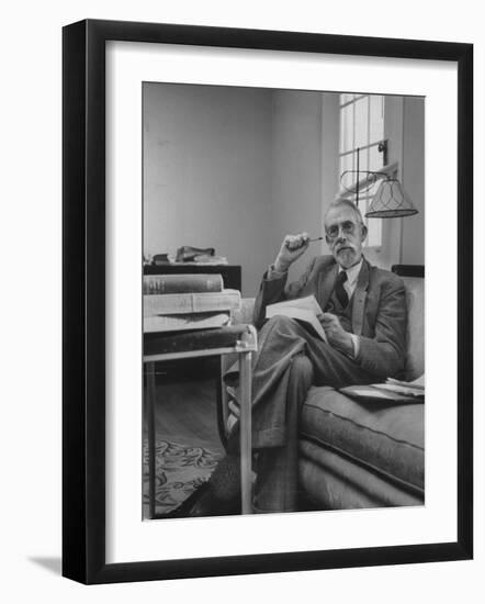 Harvard University Professor Christopher Dawson Sitting in His Study-Dmitri Kessel-Framed Photographic Print