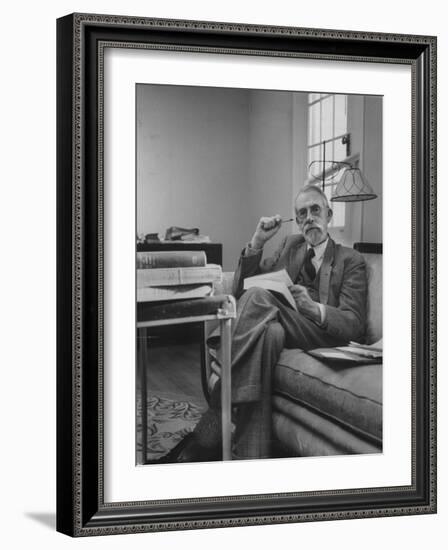 Harvard University Professor Christopher Dawson Sitting in His Study-Dmitri Kessel-Framed Photographic Print