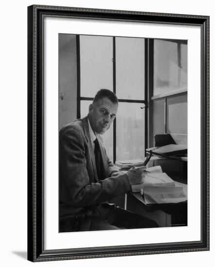 Harvard University Professor John Kenneth Galbraith Sitting in a Harvard Library-Dmitri Kessel-Framed Premium Photographic Print