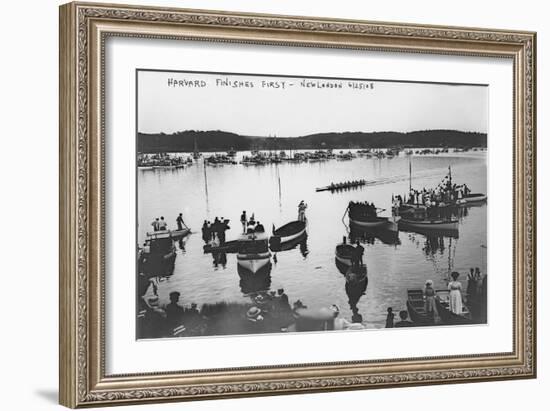 Harvard vs. Yale Rowing Crew Race Photograph - New London, CT-Lantern Press-Framed Art Print