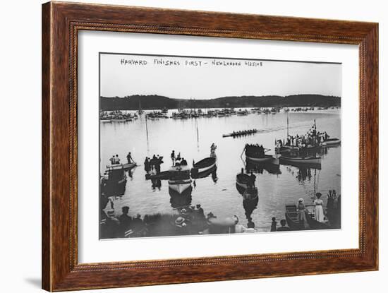 Harvard vs. Yale Rowing Crew Race Photograph - New London, CT-Lantern Press-Framed Art Print