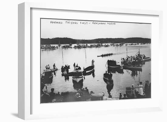 Harvard vs. Yale Rowing Crew Race Photograph - New London, CT-Lantern Press-Framed Art Print