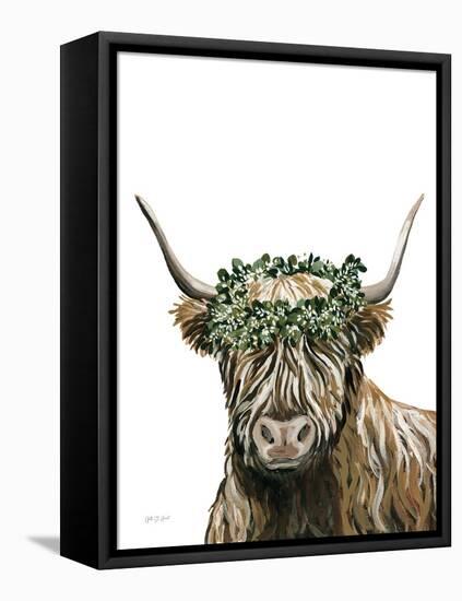 Harvest Cow Sage-Yvette St. Amant-Framed Stretched Canvas