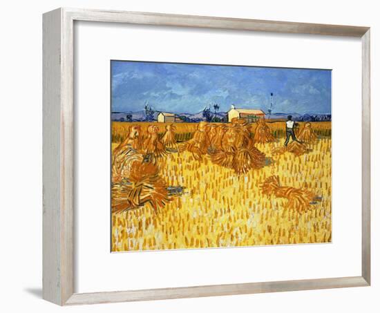 Harvest in Provence, June 1888-Vincent van Gogh-Framed Premium Giclee Print