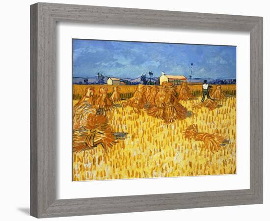 Harvest in Provence, June 1888-Vincent van Gogh-Framed Giclee Print