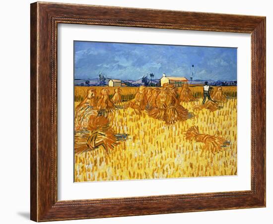 Harvest in Provence, June 1888-Vincent van Gogh-Framed Giclee Print