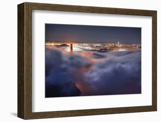 Harvest Moonlight Fog & City San Francisco Golden Gate Bridge-Vincent James-Framed Photographic Print