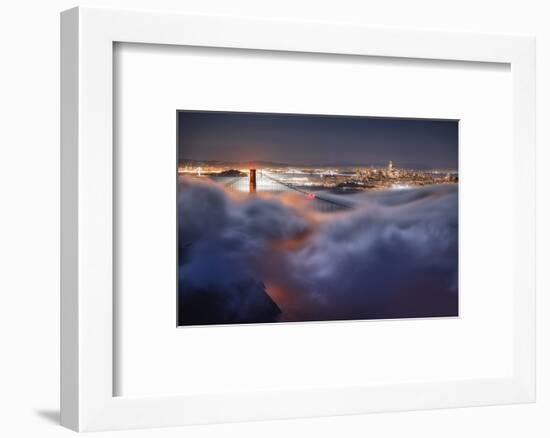 Harvest Moonlight Fog & City San Francisco Golden Gate Bridge-Vincent James-Framed Photographic Print