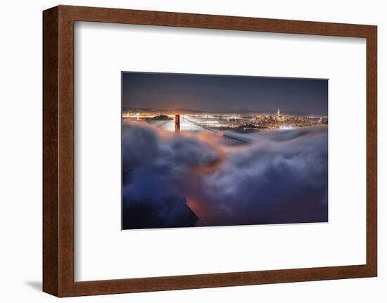 Harvest Moonlight Fog & City San Francisco Golden Gate Bridge-Vincent James-Framed Photographic Print