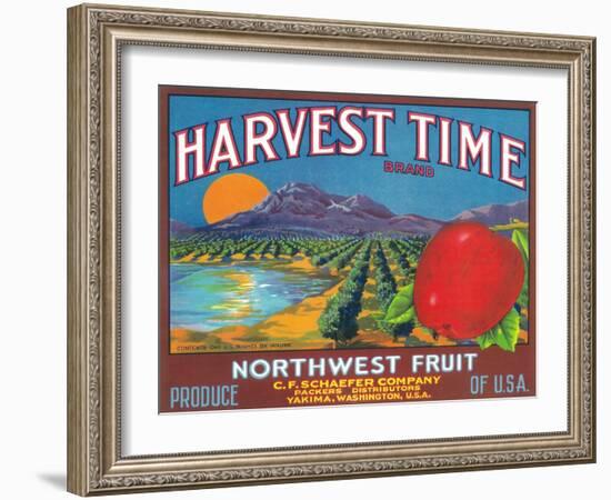 Harvest Time Apple Label - Yakima, WA-Lantern Press-Framed Art Print