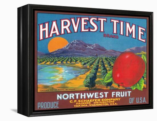 Harvest Time Apple Label - Yakima, WA-Lantern Press-Framed Stretched Canvas