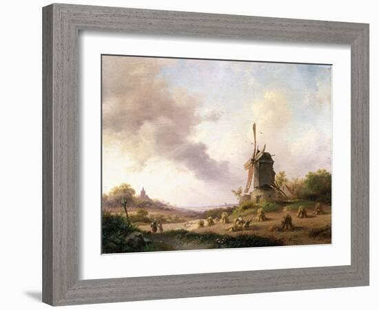 Harvesters in an Extensive Landscape, 1850-Frederik Marianus Kruseman-Framed Giclee Print