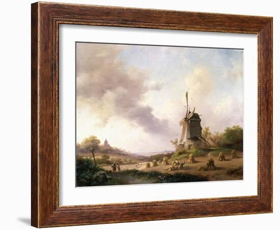 Harvesters in an Extensive Landscape, 1850-Frederik Marianus Kruseman-Framed Giclee Print