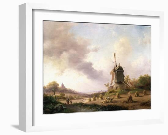 Harvesters in an Extensive Landscape, 1850-Frederik Marianus Kruseman-Framed Giclee Print