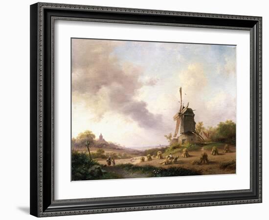 Harvesters in an Extensive Landscape, 1850-Frederik Marianus Kruseman-Framed Giclee Print