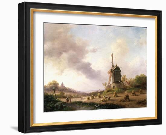 Harvesters in an Extensive Landscape, 1850-Frederik Marianus Kruseman-Framed Giclee Print