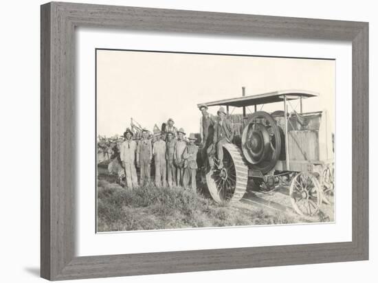 Harvesters with Reaper-null-Framed Art Print