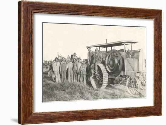 Harvesters with Reaper-null-Framed Art Print