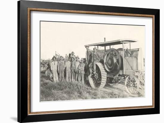 Harvesters with Reaper-null-Framed Art Print