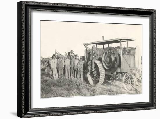 Harvesters with Reaper-null-Framed Art Print