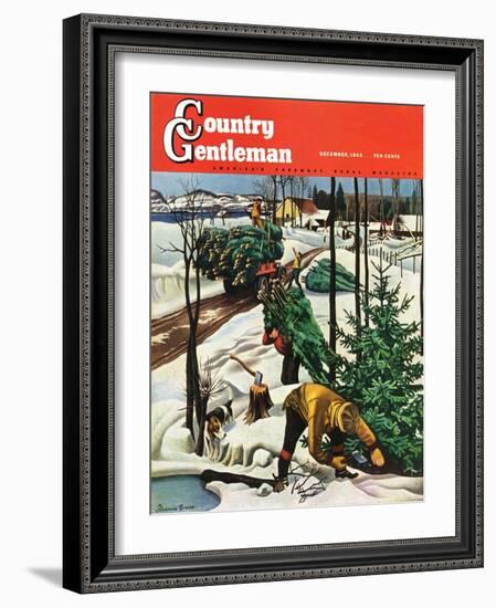 "Harvesting Christmas Trees," Country Gentleman Cover, December 1, 1942-Francis Chase-Framed Giclee Print