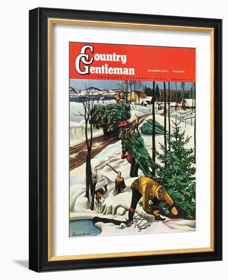 "Harvesting Christmas Trees," Country Gentleman Cover, December 1, 1942-Francis Chase-Framed Giclee Print