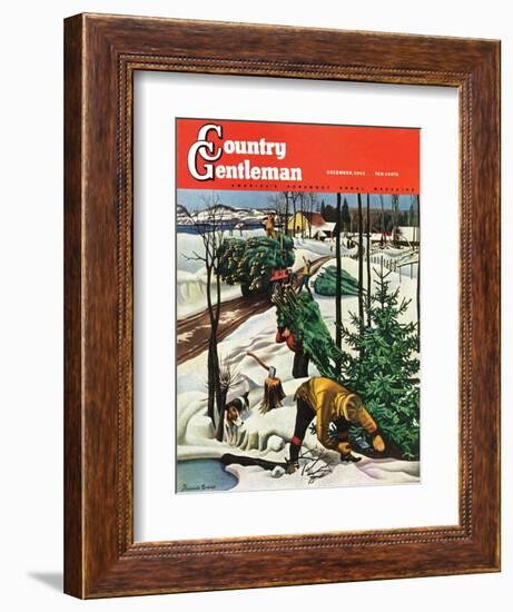 "Harvesting Christmas Trees," Country Gentleman Cover, December 1, 1942-Francis Chase-Framed Giclee Print