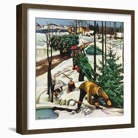 "Harvesting Christmas Trees,"December 1, 1942-Francis Chase-Framed Giclee Print