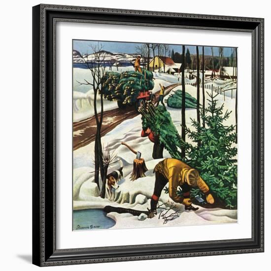 "Harvesting Christmas Trees,"December 1, 1942-Francis Chase-Framed Giclee Print