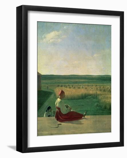 Harvesting in Summer, 1820s-Aleksei Gavrilovich Venetsianov-Framed Giclee Print