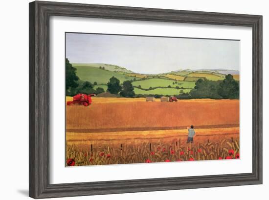 Harvesting in the Cotswolds-Maggie Rowe-Framed Giclee Print