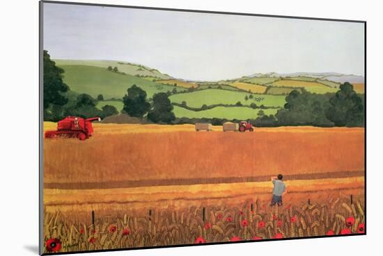Harvesting in the Cotswolds-Maggie Rowe-Mounted Giclee Print