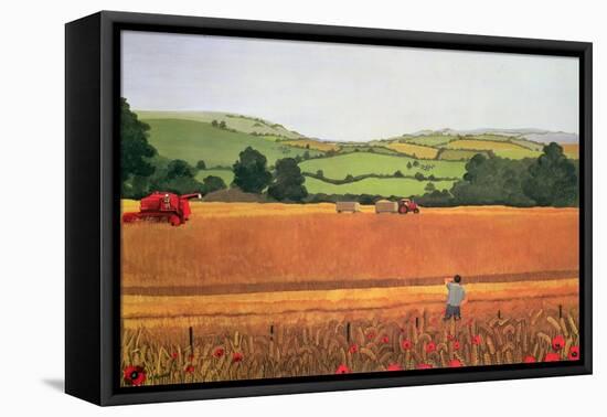 Harvesting in the Cotswolds-Maggie Rowe-Framed Premier Image Canvas