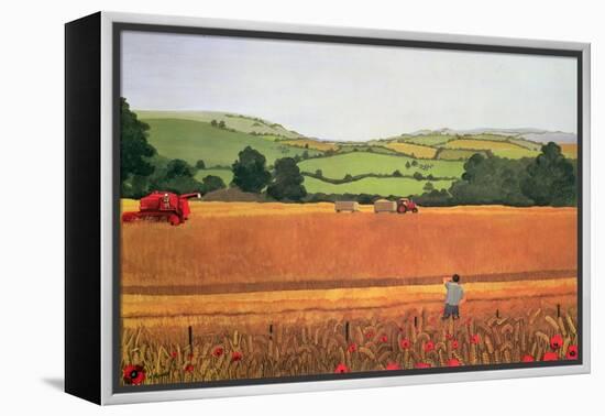 Harvesting in the Cotswolds-Maggie Rowe-Framed Premier Image Canvas