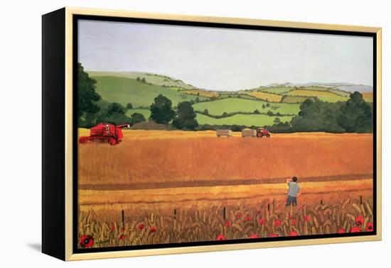 Harvesting in the Cotswolds-Maggie Rowe-Framed Premier Image Canvas