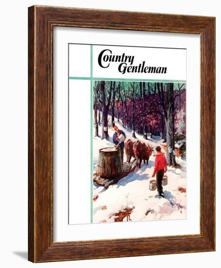 "Harvesting Maple Sap," Country Gentleman Cover, March 1, 1940-B. Summers-Framed Giclee Print