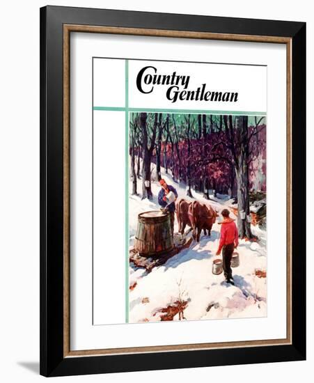 "Harvesting Maple Sap," Country Gentleman Cover, March 1, 1940-B. Summers-Framed Giclee Print