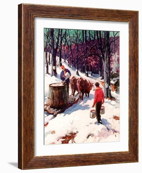 "Harvesting Maple Sap,"March 1, 1940-B. Summers-Framed Giclee Print