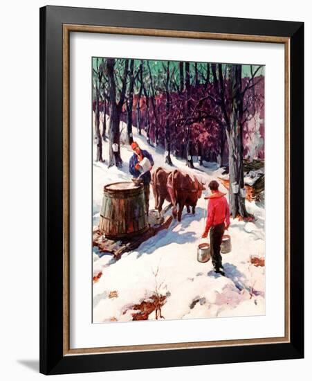 "Harvesting Maple Sap,"March 1, 1940-B. Summers-Framed Giclee Print