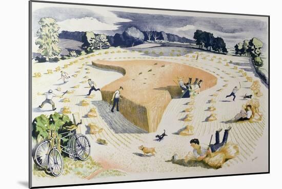 Harvesting, Printed at the Baynard Press, for School Prints Ltd.-John Northcote Nash-Mounted Giclee Print