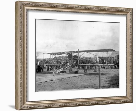 Harvey Crawford and Biplane at Tacoma (September 28, 1912)-Marvin Boland-Framed Giclee Print