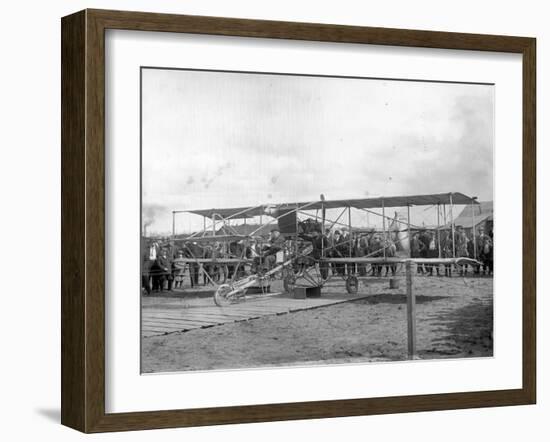 Harvey Crawford and Biplane at Tacoma (September 28, 1912)-Marvin Boland-Framed Giclee Print