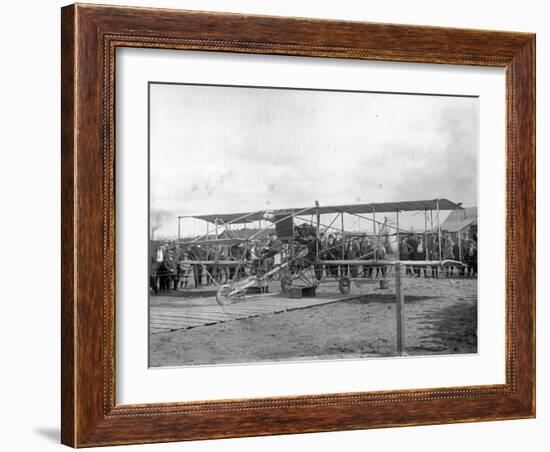 Harvey Crawford and Biplane at Tacoma (September 28, 1912)-Marvin Boland-Framed Giclee Print