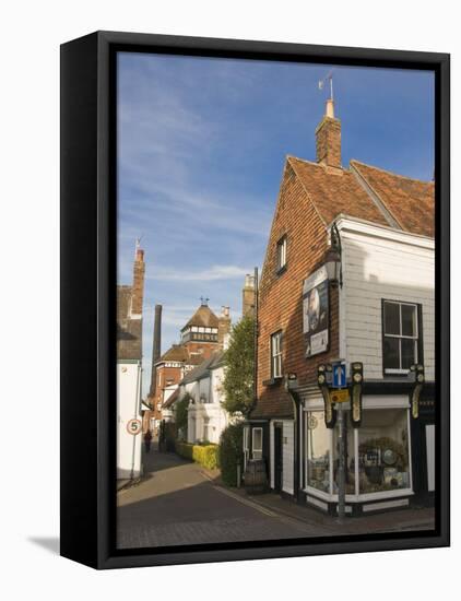 Harvey's Brewery Shop on Cliffe High Street, with the Brewery Behind, Lewes, East Sussex-Hazel Stuart-Framed Premier Image Canvas