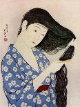 A Japanese woman using a beni brush to paint her lips, 1920 (1930).Artist: Hashiguchi Goyo-Hashiguchi Goyo-Giclee Print